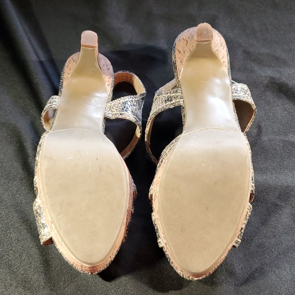 ATTENTION Snake Skin Cork Sandals size 9 EUC - Picture 6 of 7